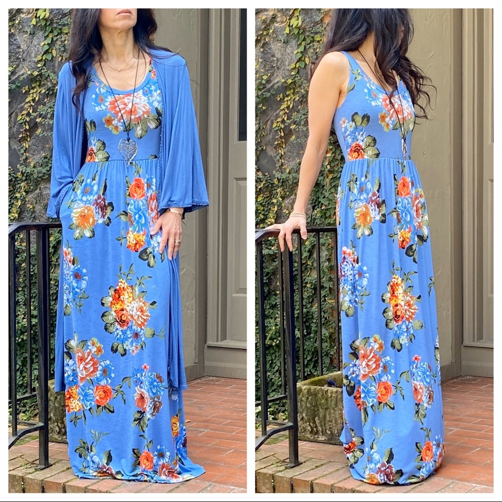 ✨LAST 1✨print tank side pocket sleeves maxi dress - Picture 3 of 5